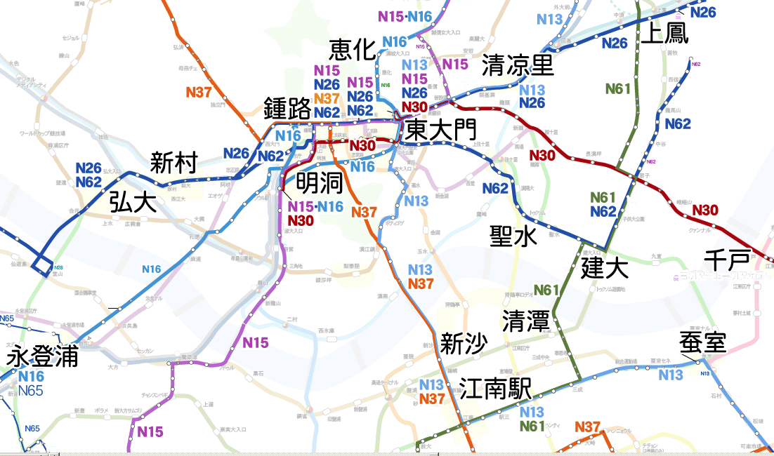 Nバス路線略図